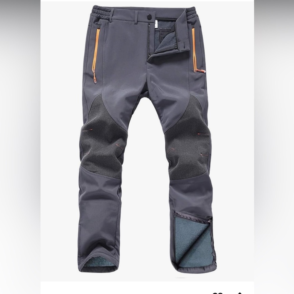 Mens Snow Ski Waterproof Softshell Snowboard Pants Fleece Lined Zipper Bottem